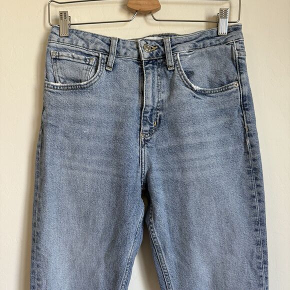 Zara Womens High Rise Slim Straight Raw Hem Ankle Vintage Wash Jeans Size 6 - Picture 4 of 13